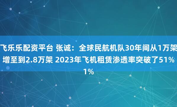 飞乐乐配资平台 张诚：全球民航机队30年间从1万架增至到2.8万架 2023年飞机租赁渗透率突破了51%